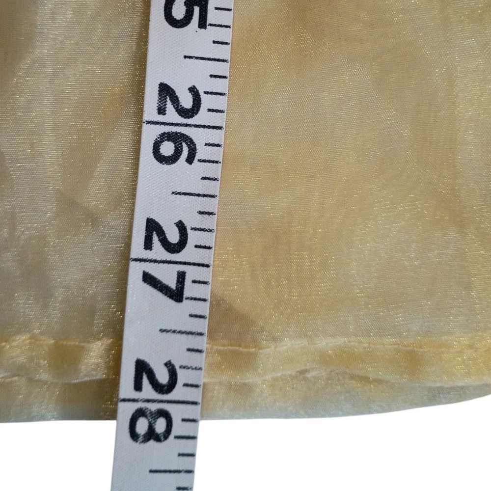 Vintage Erika Brooke Womens Yellow Sheer Shimmer Button Down Blouse Size S - Picture 9 of 9